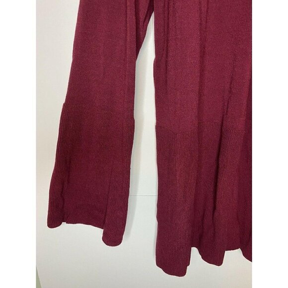 Ann Taylor Petite XXS Cardigan Open Front Burgundy Ribbed Details Bell Sleeve - Picture 3 of 4
